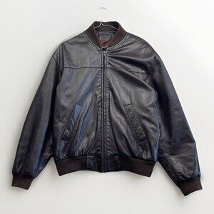 Emily Leather Military Flight Leather Bomber Jacket Men M Dark Brown Canada Made